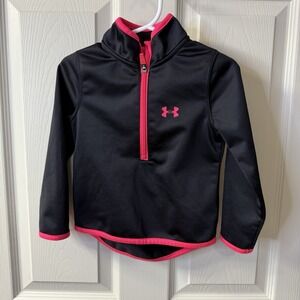 Under Armour Kids Black Pink‎ 1/4 Zip Long Sleeve Pullover Jacket Size 2T